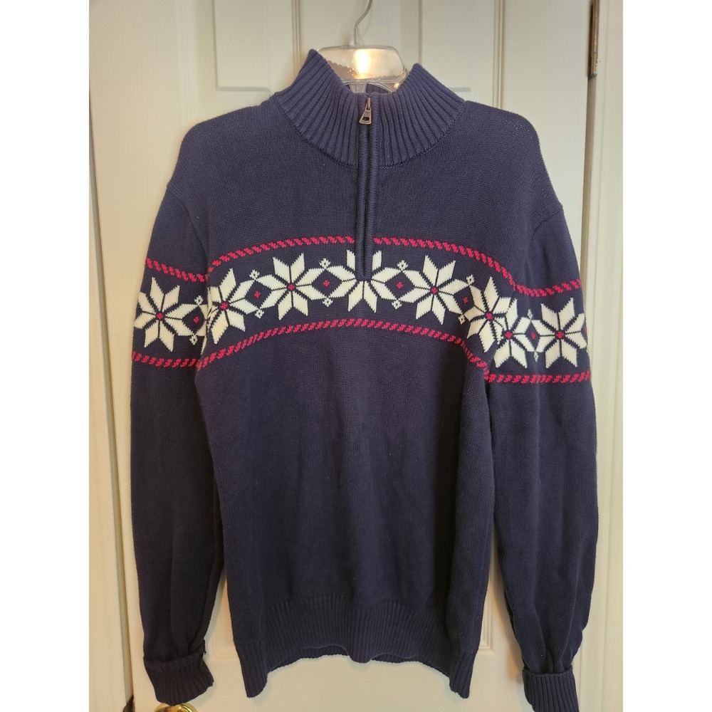 Weatherproof Vintage Men's Holiday Fair-isle 1/4 Zip Sweater Sz M Cotton Nordic
